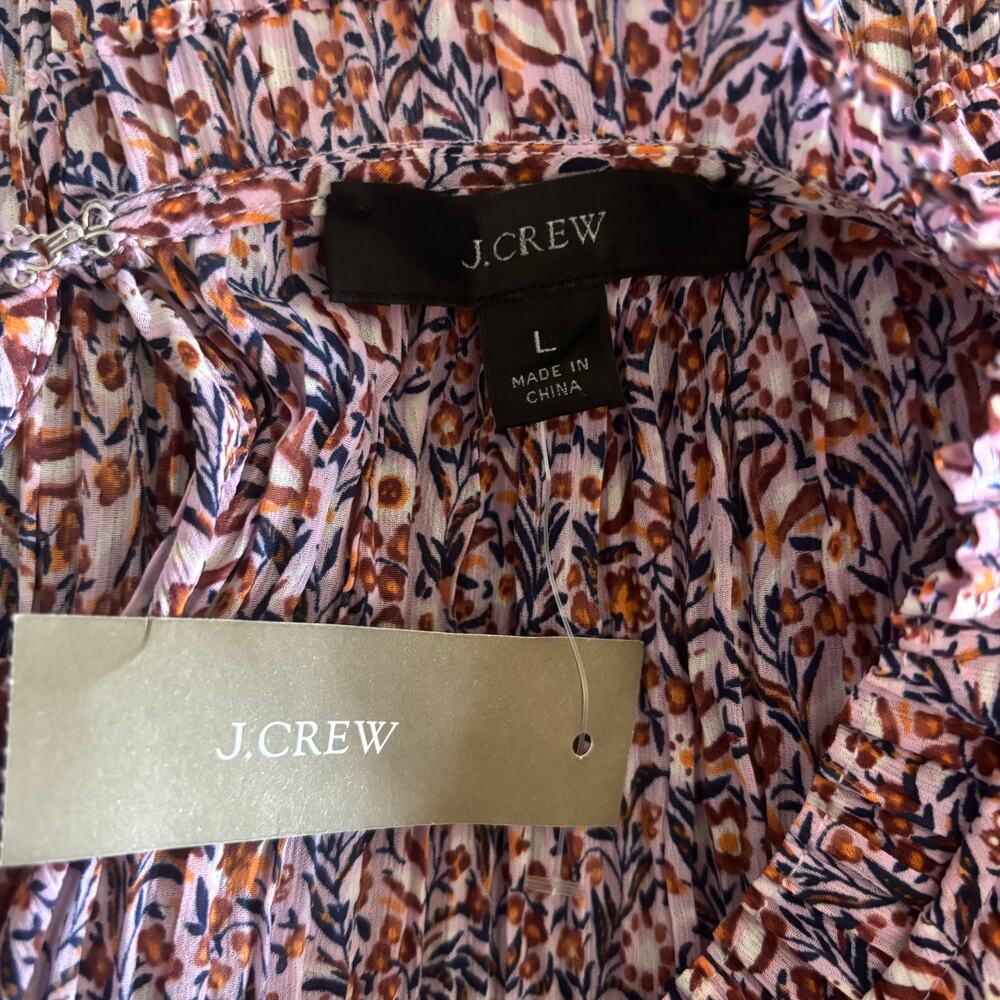 J Crew Crinkle Chiffon Detail Top in Floral Fields New Size Large Blouse - Picture 8 of 10